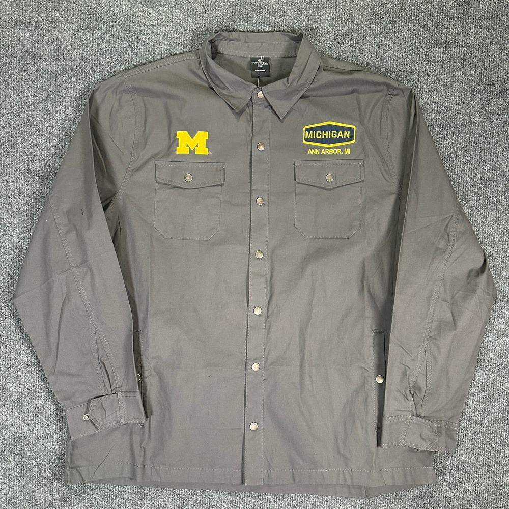 NWT Colosseum Michigan Wolverines NCAA Men's Size XXL Gray Snap Shirt Jacket